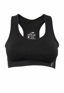 LEIFNELSON Damen Seamless Sport BH Fitness Crop Top Schwarz