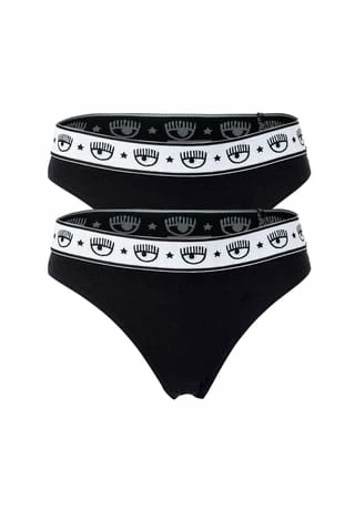CHIARA FERRAGNI Damen String 2er Pack - Brief, Cotton Stretch, Logobund, Uni Schwarz 3 CHIARA FERRAGNI Damen String 2er Pack - Brief, Cotton Stretch, Logobund, Uni Schwarz