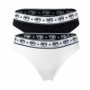 CHIARA FERRAGNI Damen String 2er Pack - Brief, Cotton Stretch, Logobund, Uni Schwarz/ Weiß