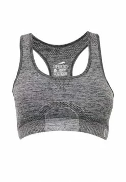 LEIFNELSON Damen Seamless Sport BH Fitness Crop Top Schwarz