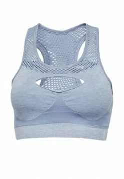 LEIFNELSON Damen Seamless Sport BH Fitness Crop Top Hellblau-melange