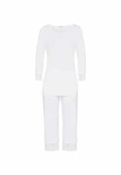 HANRO Damen Capri-Pyjama Mit Spitze Moments White