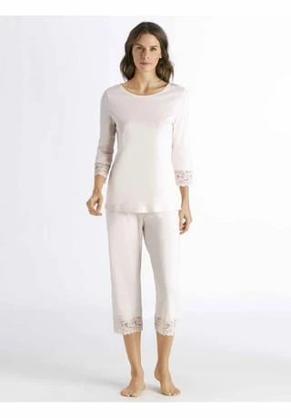 HANRO Damen Capri-Pyjama Mit Spitze Moments Crystal Pink 4 HANRO Damen Capri-Pyjama Mit Spitze Moments Crystal Pink – Bild 2