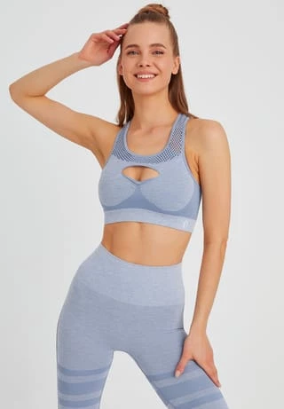 Damen Seamless Sport BH Fitness Crop Top LEIFNELSON Damen Seamless Sport BH Fitness Crop Top Hellblau-melange -SCHIESSER Shop unnamed file 140