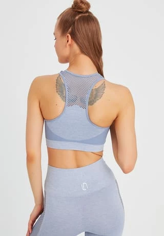 Damen Seamless Sport BH Fitness Crop Top LEIFNELSON Damen Seamless Sport BH Fitness Crop Top Hellblau-melange -SCHIESSER Shop unnamed file 142