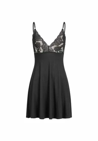 Erlich Damen Träger-Nachthemd Schwarz 3 Erlich Damen Träger-Nachthemd Schwarz