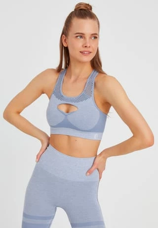 Damen Seamless Sport BH Fitness Crop Top LEIFNELSON Damen Seamless Sport BH Fitness Crop Top Hellblau-melange -SCHIESSER Shop unnamed file 145