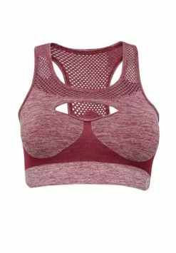 LEIFNELSON Damen Seamless Sport BH Fitness Crop Top Weinrot