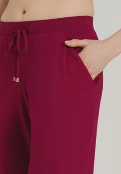 HANRO Schlafhose, Gummibund, Uni, Für Damen 2459 BURGUNDY -SCHIESSER Shop unnamed file 1568