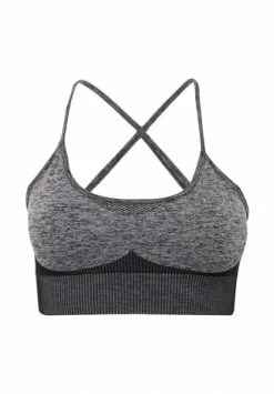 LEIFNELSON Damen Seamless Sport BH Fitness Crop Top Schwarz