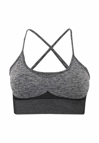 LEIFNELSON Damen Seamless Sport BH Fitness Crop Top Schwarz 3 LEIFNELSON Damen Seamless Sport BH Fitness Crop Top Schwarz