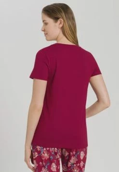 HANRO Schlafshirt, V-Ausschnitt, Für Damen 2459 BURGUNDY -SCHIESSER Shop unnamed file 1653
