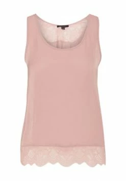 MANGUUN Schlafshirt, Ärmellos, Rundhals, Spitzendetails, Für Damen PALE MAUVE