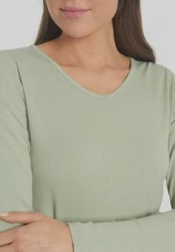 MANGUUN Schlafshirt, Langarm, V-Ausschnitt, Für Damen 1 DESERT SAGE -SCHIESSER Shop unnamed file 1756