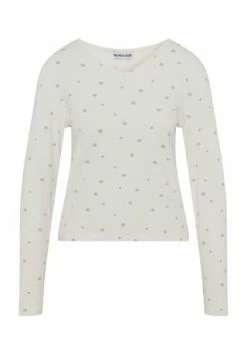 MANGUUN Schlafshirt, Langarm, V-Ausschnitt, Minimal-Print, Für Damen 2 DESERT SAGE AOP