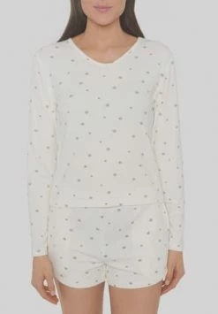 MANGUUN Schlafshirt, Langarm, V-Ausschnitt, Minimal-Print, Für Damen 2 DESERT SAGE AOP -SCHIESSER Shop unnamed file 1761