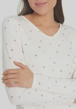 MANGUUN Schlafshirt, Langarm, V-Ausschnitt, Minimal-Print, Für Damen 2 DESERT SAGE AOP -SCHIESSER Shop unnamed file 1763