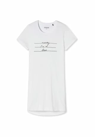 SCHIESSER Damen Nachthemd, 85 Cm - 1/2 Arm, Sleepshirt, Uni, Print, Rundhals Weiß 3 SCHIESSER Damen Nachthemd, 85 Cm - 1/2 Arm, Sleepshirt, Uni, Print, Rundhals Weiß