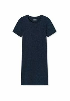 Uncover By SCHIESSER Damen Nachthemd - 1/2 Arm, V-Ausschnitt, Sleepshirt, Muster Dunkelblau
