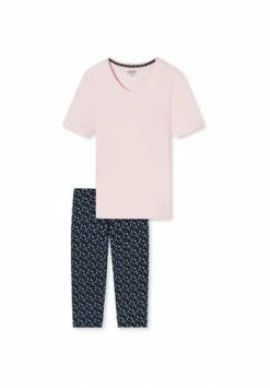 Uncover By SCHIESSER Damen Schlafanzug Set Kurz, 2-tlg. - 1/2 Arm, 3/4 Hose, V-Ausschnitt Rosa