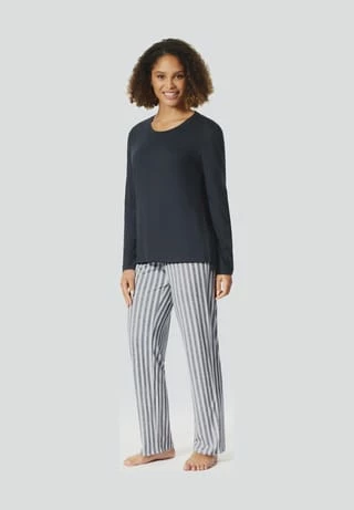 Mey Schlafanzug, Lang, Streifen, Für Damen 804 NACHTBLAU 6 Mey Schlafanzug, Lang, Streifen, Für Damen 804 NACHTBLAU – Bild 4