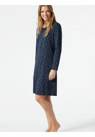 SCHIESSER Sleepshirt Langarm Essentials Comfort Fit Dunkelblau 4 SCHIESSER Sleepshirt Langarm Essentials Comfort Fit Dunkelblau – Bild 2