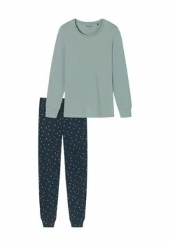 SCHIESSER Essentials Comfort Schlafanzug, Lang, Baumwolle, Für Damen 209 GRAUBLAU