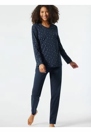 SCHIESSER Schlafanzug Langarm Essentials Comfort Fit Dunkelblau 4 SCHIESSER Schlafanzug Langarm Essentials Comfort Fit Dunkelblau – Bild 2