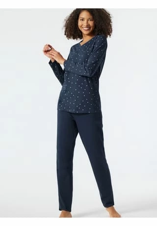 SCHIESSER Schlafanzug Langarm Essentials Comfort Fit Dunkelblau 6 SCHIESSER Schlafanzug Langarm Essentials Comfort Fit Dunkelblau – Bild 4