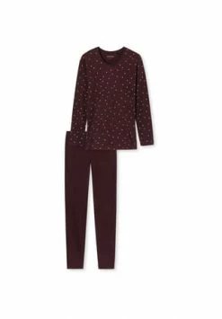 SCHIESSER Schlafanzug Langarm Essentials Comfort Fit Burgund