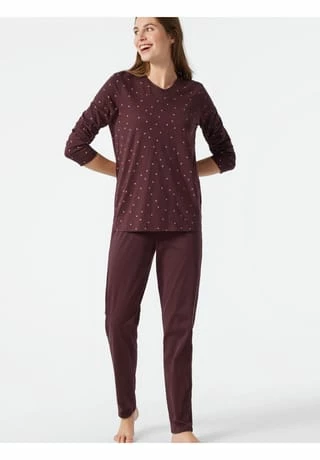 SCHIESSER Schlafanzug Langarm Essentials Comfort Fit Burgund 4 SCHIESSER Schlafanzug Langarm Essentials Comfort Fit Burgund – Bild 2