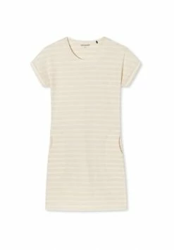 SCHIESSER Sleepshirt Kurzarm Essentials Stripes Green Cotton Natur-Melange