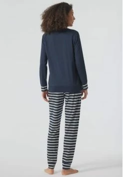SCHIESSER Essentials Stripes Schlafanzug, Rundhals, Streifen, Uni, Für Damen 803 DUNKELBLAU 13 SCHIESSER Essentials Stripes Schlafanzug, Rundhals, Streifen, Uni, Für Damen 803 DUNKELBLAU -SCHIESSER Shop unnamed file 2103