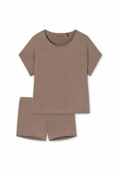 SCHIESSER Schlafanzug Kurz Selected Premium Braun