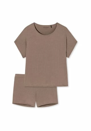 SCHIESSER Schlafanzug Kurz Selected Premium Braun 3 SCHIESSER Schlafanzug Kurz Selected Premium Braun