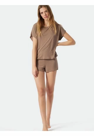 SCHIESSER Schlafanzug Kurz Selected Premium Braun 4 SCHIESSER Schlafanzug Kurz Selected Premium Braun – Bild 2