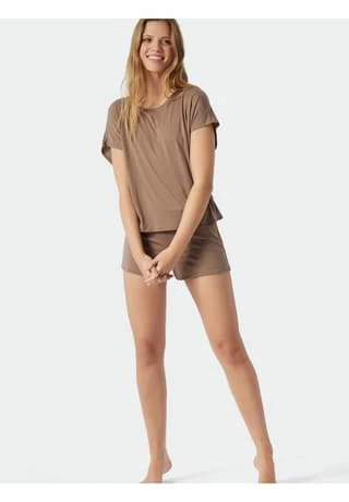 SCHIESSER Schlafanzug Kurz Selected Premium Braun 6 SCHIESSER Schlafanzug Kurz Selected Premium Braun – Bild 4