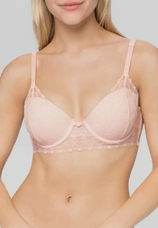 MANGUUN Bügel-BH, Spitze, Schleife, Für Damen 1504 PEACH BLUSH 4 MANGUUN Bügel-BH, Spitze, Schleife, Für Damen 1504 PEACH BLUSH – Bild 2