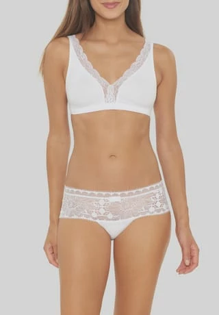 HANRO Cotton Lace Bralette, Uni, Spitze, Für Damen White 4 HANRO Cotton Lace Bralette, Uni, Spitze, Für Damen White – Bild 2