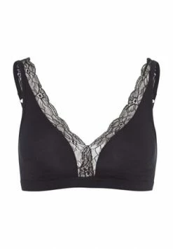 HANRO Cotton Lace Soft-BH, Bügellos, Spitze, Für Damen 0019 BLACK
