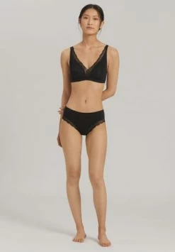 HANRO Cotton Lace Soft-BH, Bügellos, Spitze, Für Damen 0019 BLACK -SCHIESSER Shop unnamed file 76