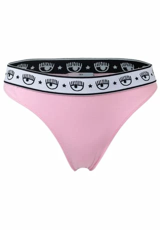 CHIARA FERRAGNI Damen String 2er Pack - Brief, Cotton Stretch, Logobund, Uni Rosa/Hellblau 4 CHIARA FERRAGNI Damen String 2er Pack - Brief, Cotton Stretch, Logobund, Uni Rosa/Hellblau – Bild 2